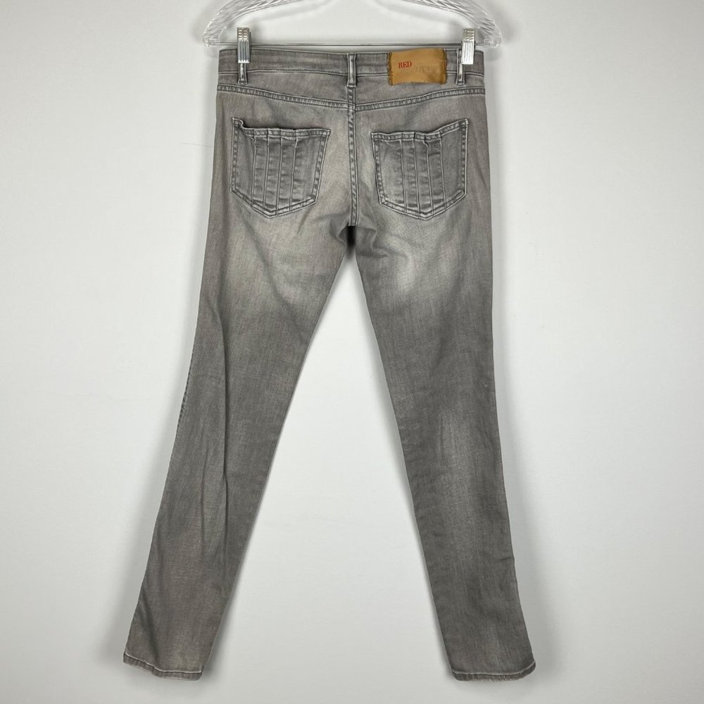 Red Valentino Womens Gray Skinny Jeans Pleated Pocket Made In Italy Size 26 View 5